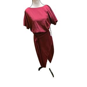 Kensie Belted Midi Dress – Deep burgundy – Size 4